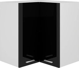 vidaXL - Hanghoekkast - 57x57x60 - cm - bewerkt - hout - hoogglans - zwart