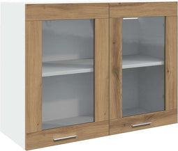vidaXL - Hangkast - 80x31x60 - cm - bewerkt - hout - artisanaal - eikenkleurig
