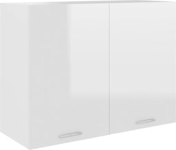 vidaXL - Hangkast - 80x31x60 - cm - spaanplaat - hoogglans - wit