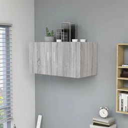 vidaXL - Hangkast - 80x39x40 - cm - bewerkt - hout - grijs - sonoma - eikenkleurig