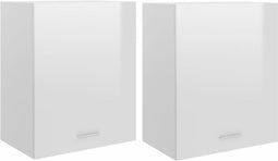 vidaXL - Hangkasten - 2 - st - 50x31x60 - cm - spaanplaat - hoogglans - wit