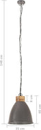 vidaXL Hanglamp industrieel E27 35 cm ijzer en massief hout grijs