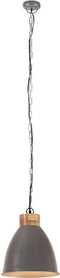 vidaXL Hanglamp industrieel E27 35 cm ijzer en massief hout grijs