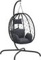vidaXL Hangstoel met kussen poly rattan en staal antracietkleurig