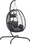 vidaXL Hangstoel met kussen poly rattan en staal antracietkleurig