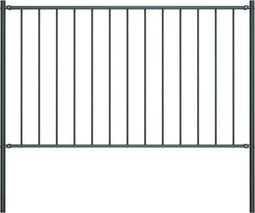 vidaXL - Hekpaneel - met - palen - 1,7x0,75 - m - gepoedercoat - staal - antraciet
