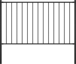 vidaXL - Hekpaneel - met - palen - 1,7x0,75 - m - gepoedercoat - staal - zwart