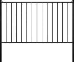 vidaXL - Hekpaneel - met - palen - 1,7x1,25 - m - gepoedercoat - staal - zwart