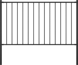 vidaXL - Hekpaneel - met - palen - 1,7x1 - m - gepoedercoat - staal - zwart