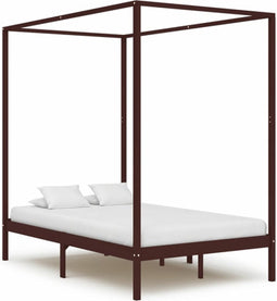 vidaXL - Hemelbedframe - massief - grenenhout - donkerbruin - 120x200 - cm