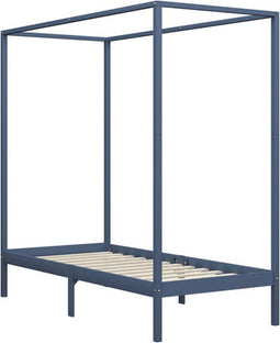 vidaXL - Hemelbedframe - massief - grenenhout - grijs - 100x200 - cm