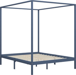 vidaXL - Hemelbedframe - massief - grenenhout - grijs - 180x200 - cm