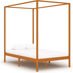 vidaXL - Hemelbedframe - massief - grenenhout - honingbruin - 120x200 - cm
