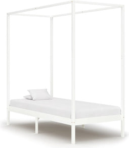 vidaXL - Hemelbedframe - massief - grenenhout - wit - 100x200 - cm