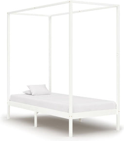 vidaXL - Hemelbedframe - massief - grenenhout - wit - 90x200 - cm