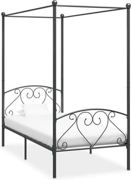 vidaXL - Hemelbedframe - metaal - grijs - 100x200 - cm