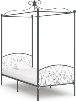 vidaXL - Hemelbedframe - metaal - grijs - 100x200 - cm