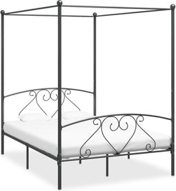 vidaXL - Hemelbedframe - metaal - grijs - 140x200 - cm