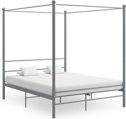 vidaXL - Hemelbedframe - metaal - grijs - 160x200 - cm