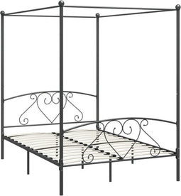 vidaXL - Hemelbedframe - metaal - grijs - 160x200 - cm