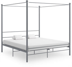 vidaXL - Hemelbedframe - metaal - grijs - 200x200 - cm