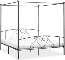vidaXL - Hemelbedframe - metaal - grijs - 200x200 - cm