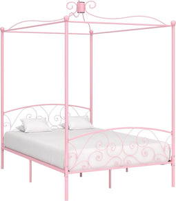 vidaXL - Hemelbedframe - metaal - roze - 120x200 - cm