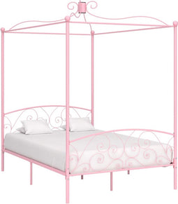 vidaXL - Hemelbedframe - metaal - roze - 140x200 - cm