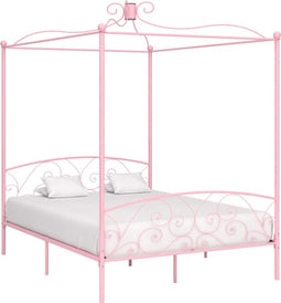 vidaXL - Hemelbedframe - metaal - roze - 160x200 - cm
