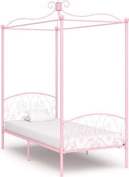 vidaXL - Hemelbedframe - metaal - roze - 90x200 - cm