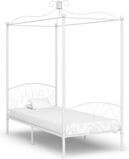 vidaXL - Hemelbedframe - metaal - wit - 90x200 - cm