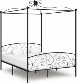 vidaXL - Hemelbedframe - metaal - zwart - 160x200 - cm