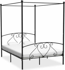 vidaXL - Hemelbedframe - metaal - zwart - 160x200 - cm
