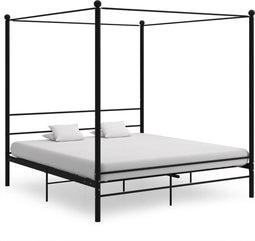 vidaXL - Hemelbedframe - metaal - zwart - 200x200 - cm