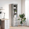 vidaXL - Highboard - 37,5x35x180 - cm - spaanplaat - betongrijs
