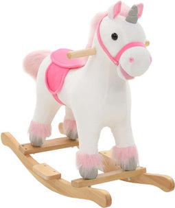 vidaXL Hobbeldier eenhoorn 65x32x58 cm pluche wit en roze