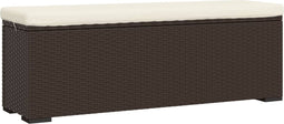 vidaXL - Hocker - met - kussen - 110x30x40 - cm - poly - rattan - bruin