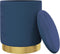 vidaXL - Hocker - met - opbergruimte - rond - fluweel - blauw