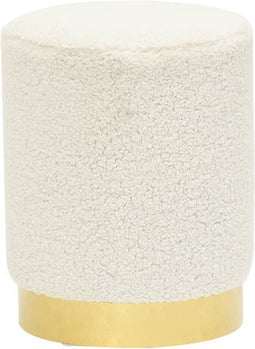 vidaXL - Hocker - rond - fleece - wit