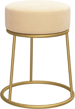 vidaXL - Hocker - rond - fluweel - abrikooskleurig