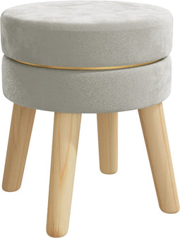 vidaXL - Hocker - rond - fluweel - lichtgrijs