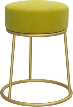 vidaXL - Hocker - rond - fluweel - mosterdgroen