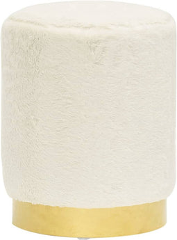vidaXL - Hocker - rond - pluche - wit