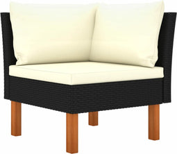 vidaXL - Hoekbank - poly - rattan - en - massief - eucalyptushout