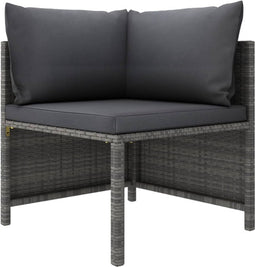 vidaXL - Hoekbank - sectioneel - met - kussens - poly - rattan - grijs