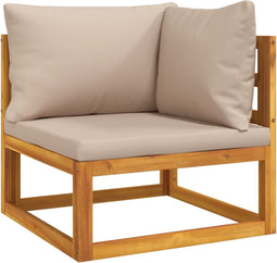vidaXL - Hoekbank - sectioneel - met - taupe - kussens - massief - acaciahout