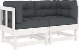vidaXL - Hoekbanken - 2 - st - met - kussens - massief - grenenhout - wit