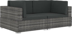 vidaXL - Hoekbanken - 2 - st - met - kussens - poly - rattan - grijs