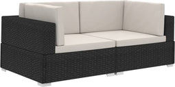 vidaXL - Hoekbanken - 2 - st - met - kussens - poly - rattan - zwart
