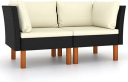 vidaXL - Hoekbanken - 2 - st - poly - rattan - en - massief - eucalyptushout
